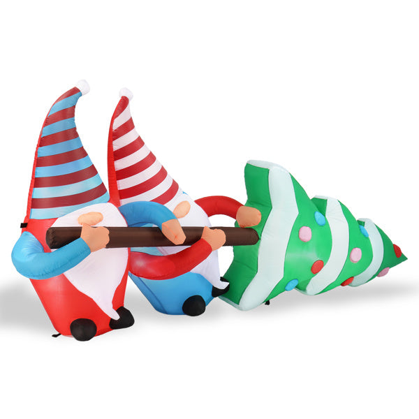 7 FT Lighted Christmas Inflatable Decoration, Inflatable Gnomes Pulling Christmas Tree, Funny Blow Up Yard Decorations With Built-in LED Lights For Holiday Party Front Yard Lawn Garden Decor