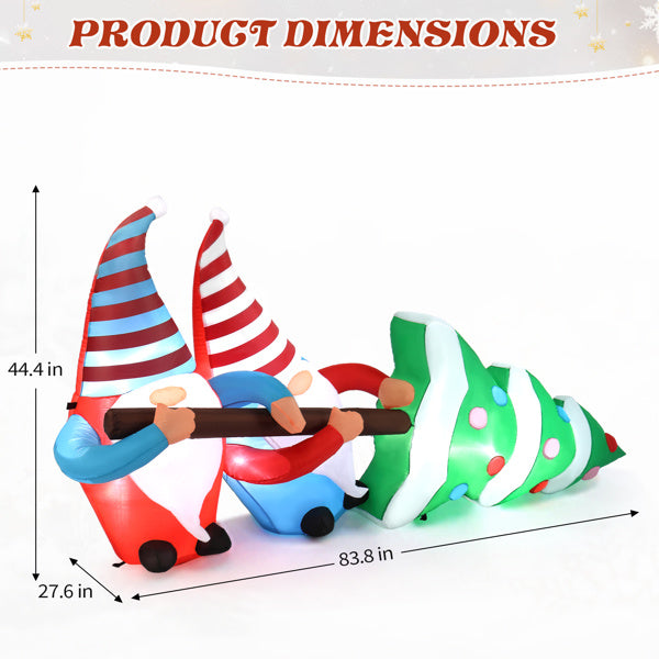 7 FT Lighted Christmas Inflatable Decoration, Inflatable Gnomes Pulling Christmas Tree, Funny Blow Up Yard Decorations With Built-in LED Lights For Holiday Party Front Yard Lawn Garden Decor