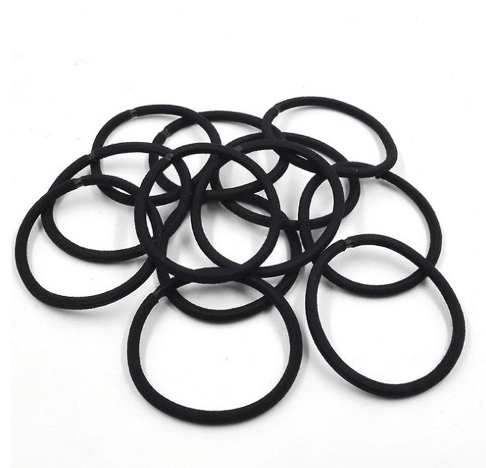 100PCS Black Elastic Hair Bands
