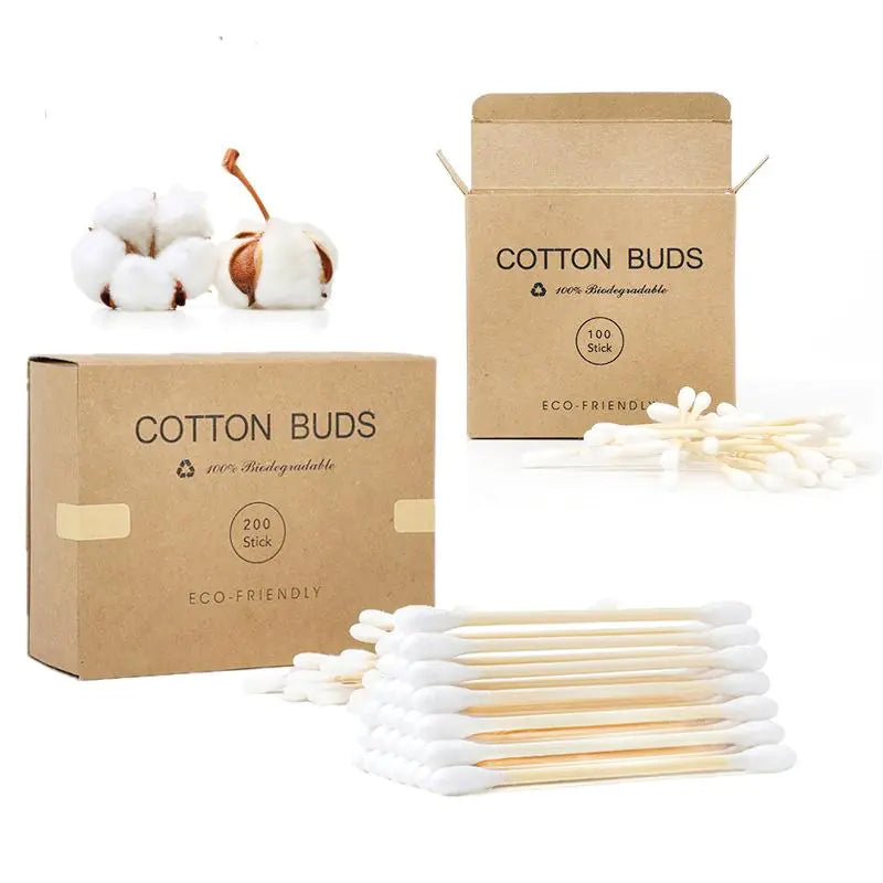 200 Bamboo Ear & Makeup Cotton Swabs