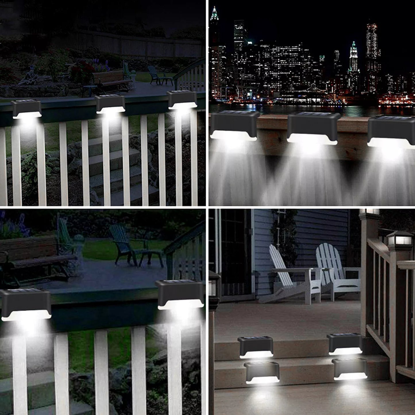 4-Pack Solar LED Deck Lights – Outdoor Garden & Patio Railing Lamps for Path and Stairs