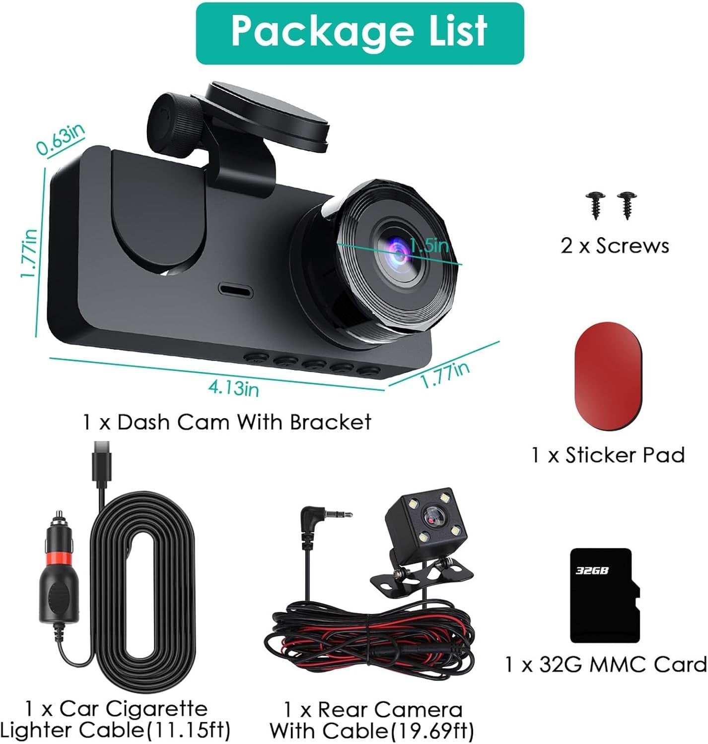 1080P 3-Way Car Camera