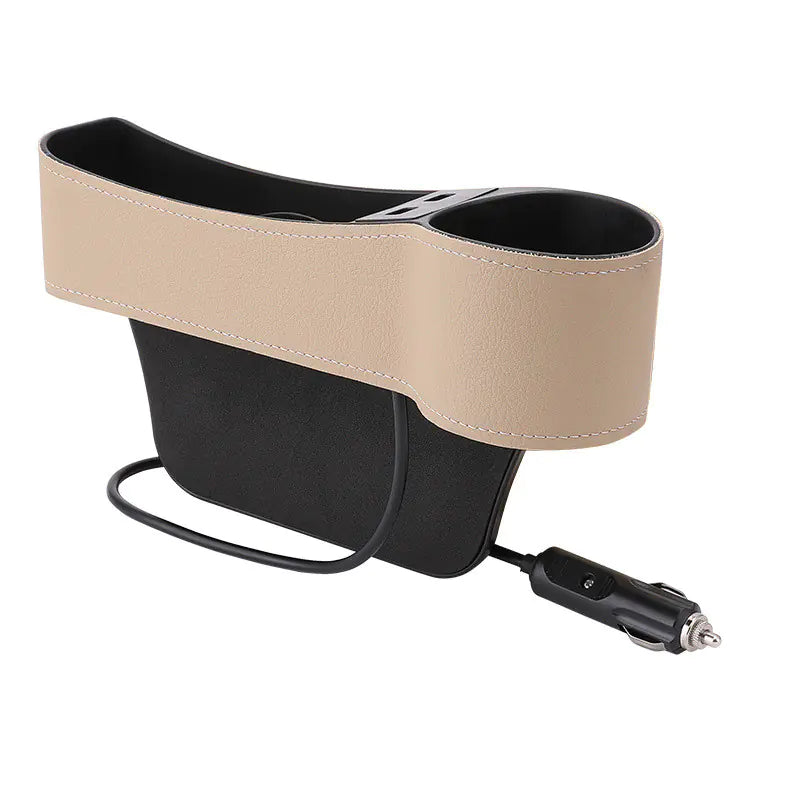 Car Accessory Holder with USB Chargers and Cup Storage