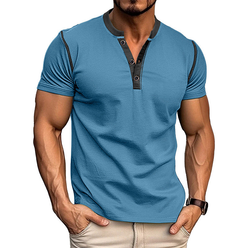 BreezeFit Men’s Summer Polo Shirt – Short Sleeve Button V-Neck Casual Top