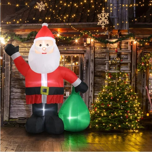 6 FT Lighted Christmas Inflatable Decoration, Inflatable Santa Claus With Large Gift Bag,