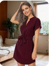 Women’s Belted V-Neck Dress