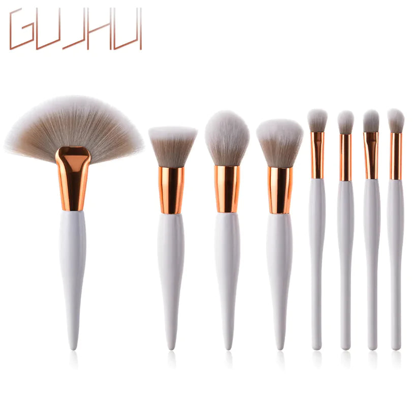 8-Piece Elegant Black & Silver Makeup Brush Set