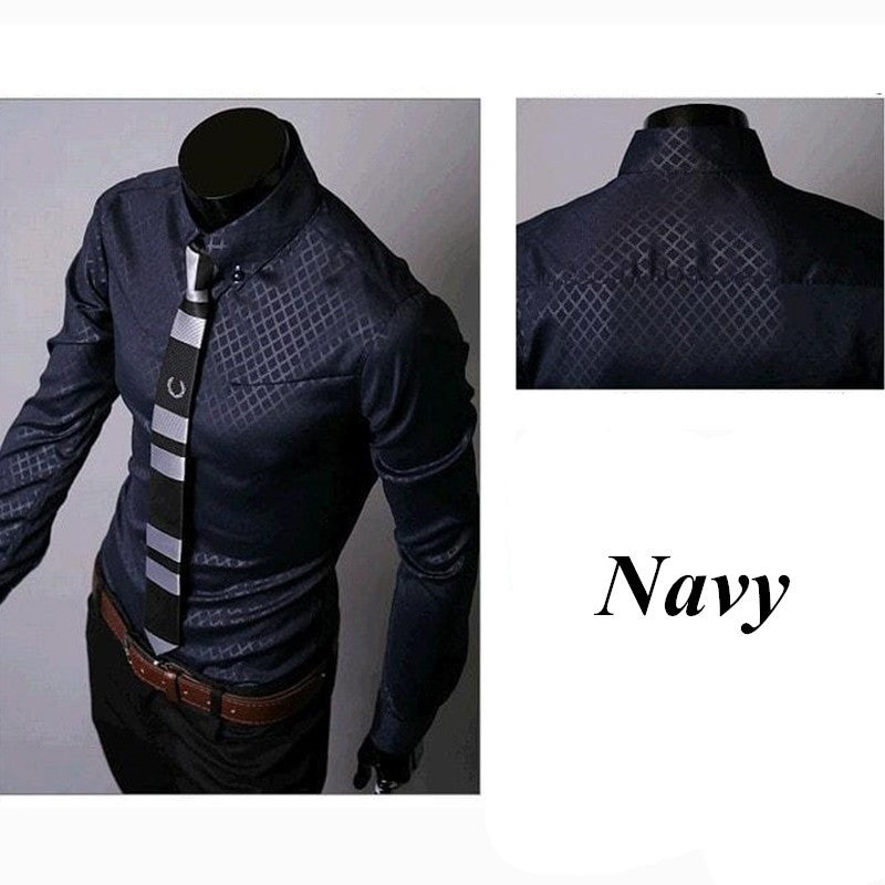 Designer Fitted Men’s Shirt with Plaid Stripes