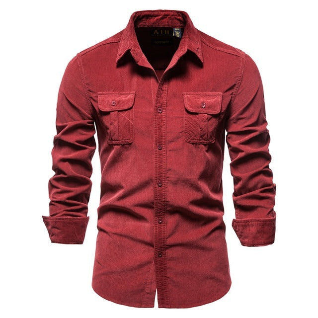 College-Style Long-Sleeve Shirt for Men