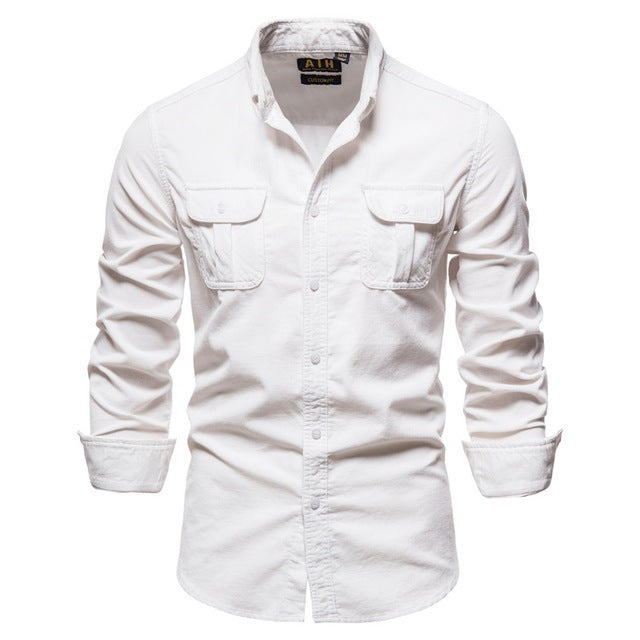 College-Style Long-Sleeve Shirt for Men