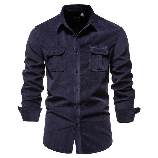 College-Style Long-Sleeve Shirt for Men