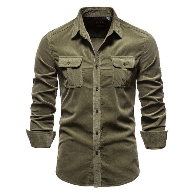 College-Style Long-Sleeve Shirt for Men