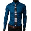 Designer Fitted Men’s Shirt with Plaid Stripes