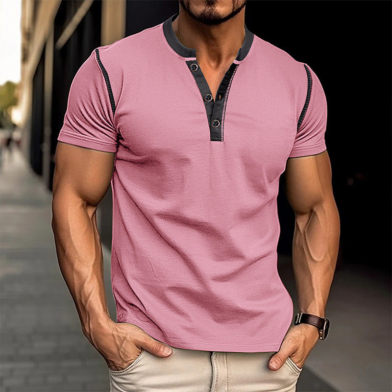 BreezeFit Men’s Summer Polo Shirt – Short Sleeve Button V-Neck Casual Top