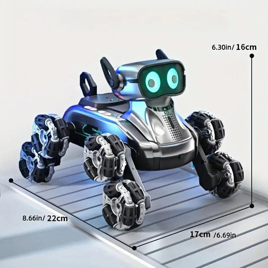 Silver Eight-wheel Stunt Dual Remote Control Robot Dog