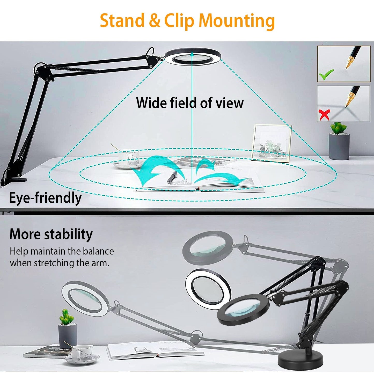 8× Magnifying LED Desk Lamp
