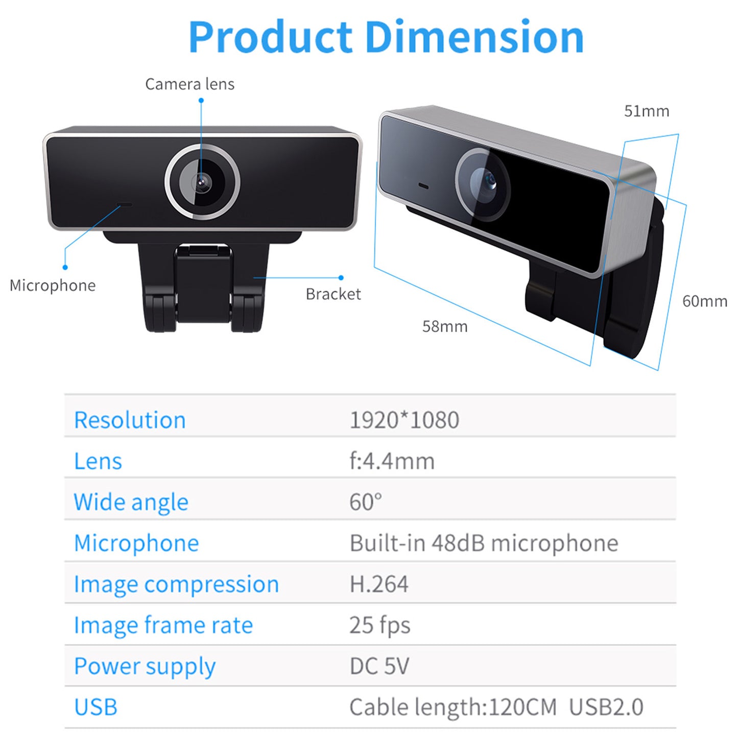 1080P FHD Autofocus USB Webcam with Microphone