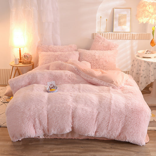 Luxury Thick Fleece Duvet Cover Queen King Winter Warm Bed Quilt Cover Pillowcase