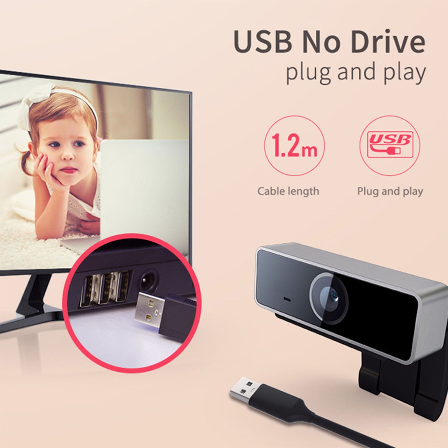 1080P FHD Autofocus USB Webcam with Microphone