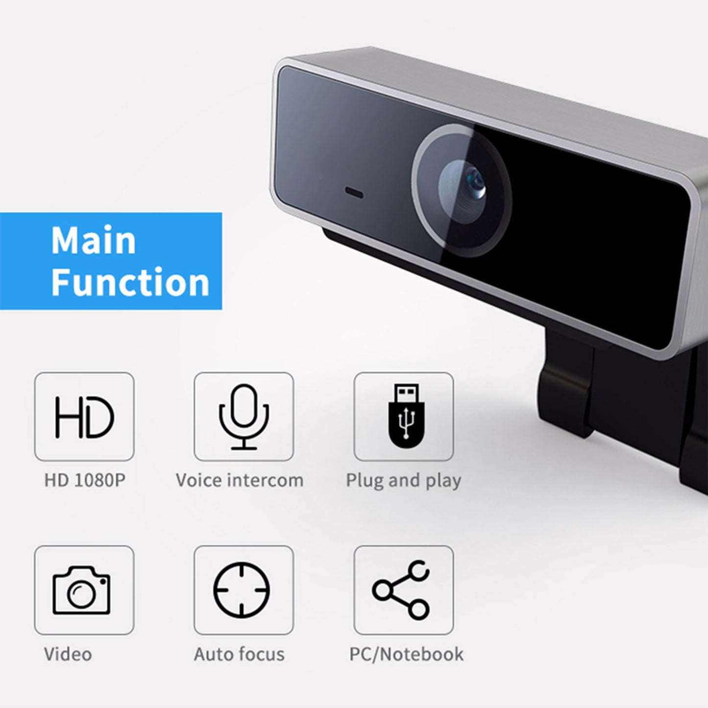 1080P FHD Autofocus USB Webcam with Microphone
