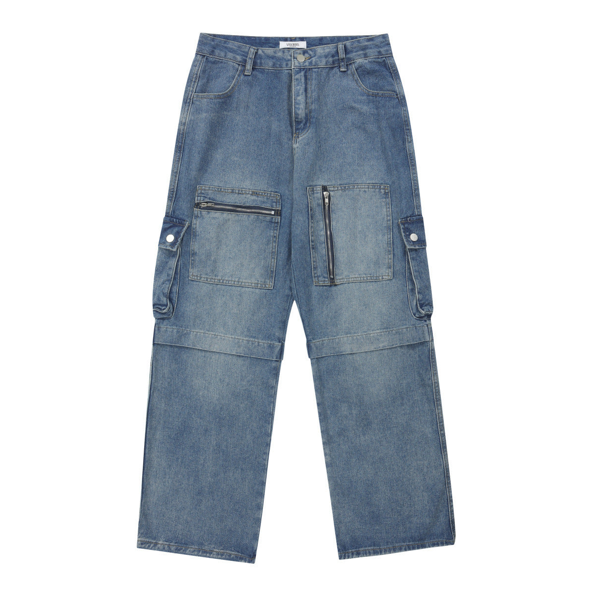 Casual Washed Straight Jeans – Multi-Pocket