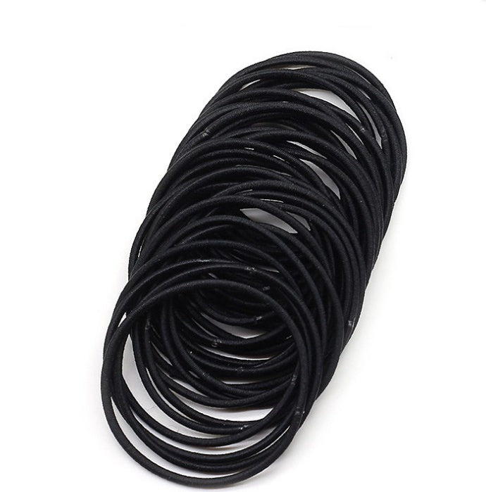 100PCS Black Elastic Hair Bands