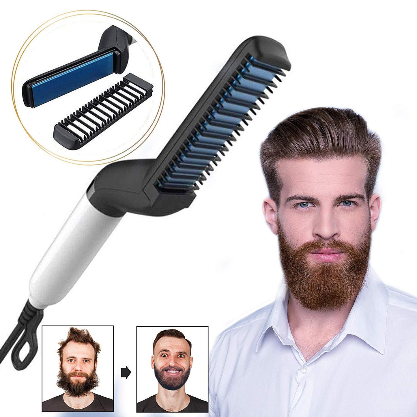 Electric Hair & Beard Straightening Brush