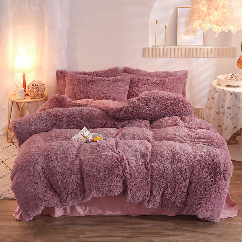 Luxury Thick Fleece Duvet Cover Queen King Winter Warm Bed Quilt Cover Pillowcase