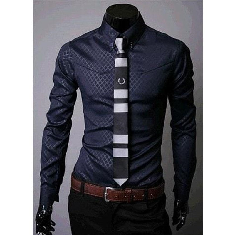 Designer Fitted Men’s Shirt with Plaid Stripes
