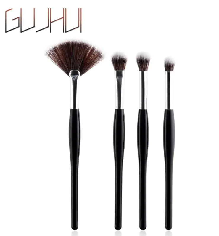 8-Piece Elegant Black & Silver Makeup Brush Set