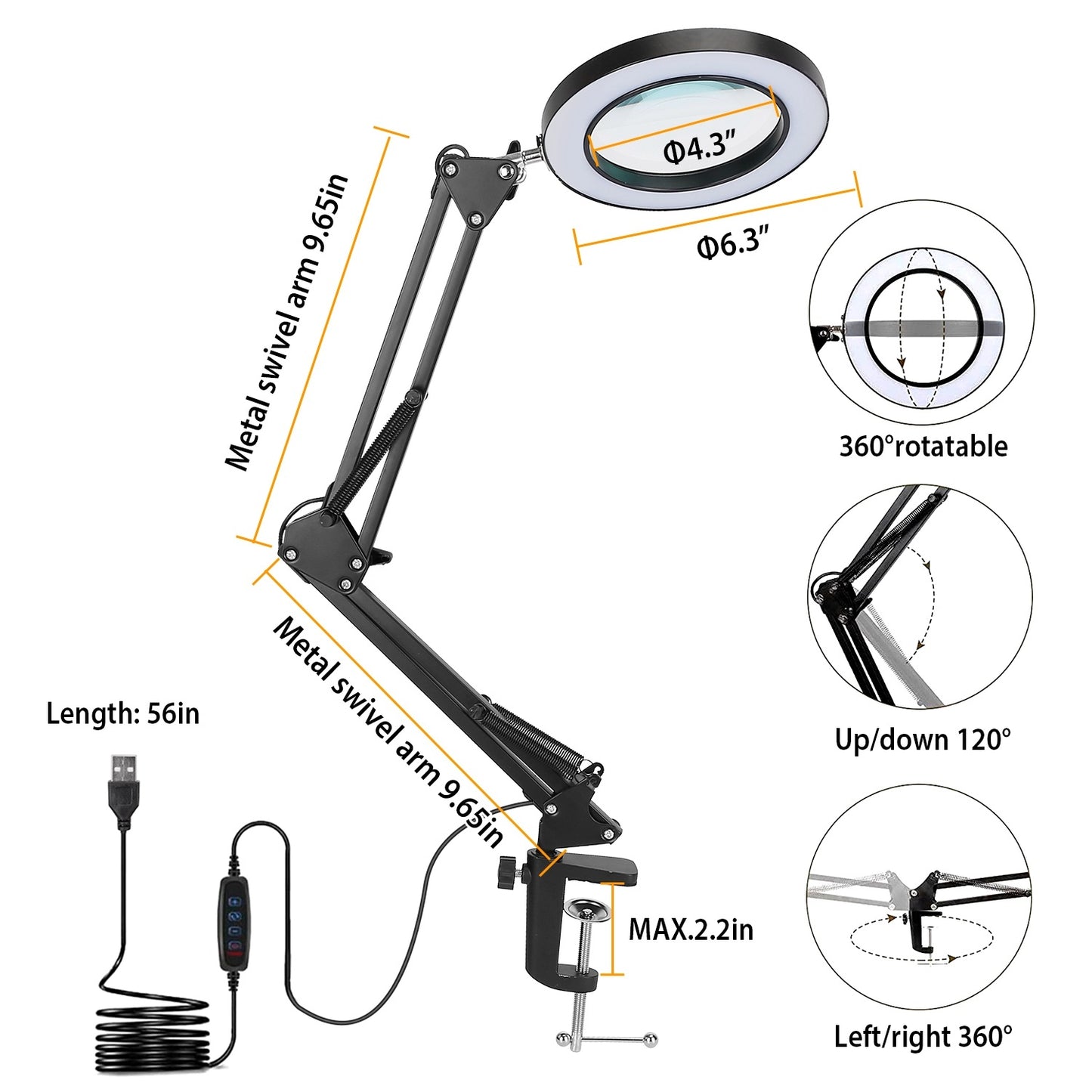 8× Magnifying LED Desk Lamp