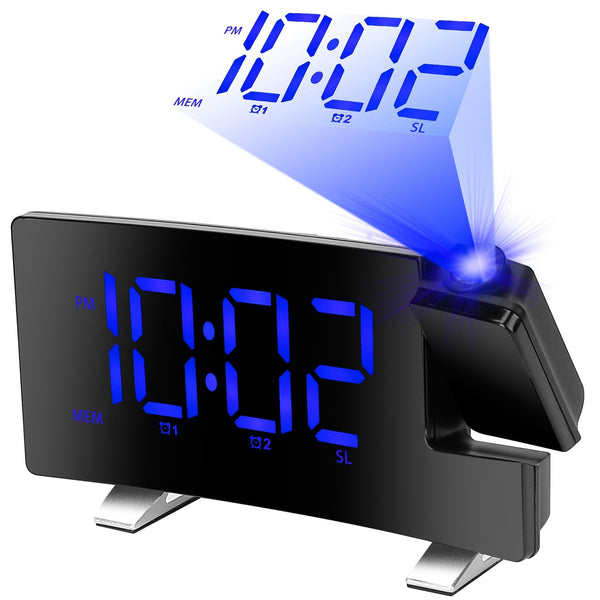 Projection Alarm Clock With Radio Function Curved Screen LED Digital Alarm Clock 1Pc