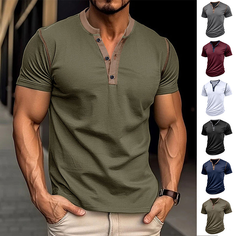 BreezeFit Men’s Summer Polo Shirt – Short Sleeve Button V-Neck Casual Top