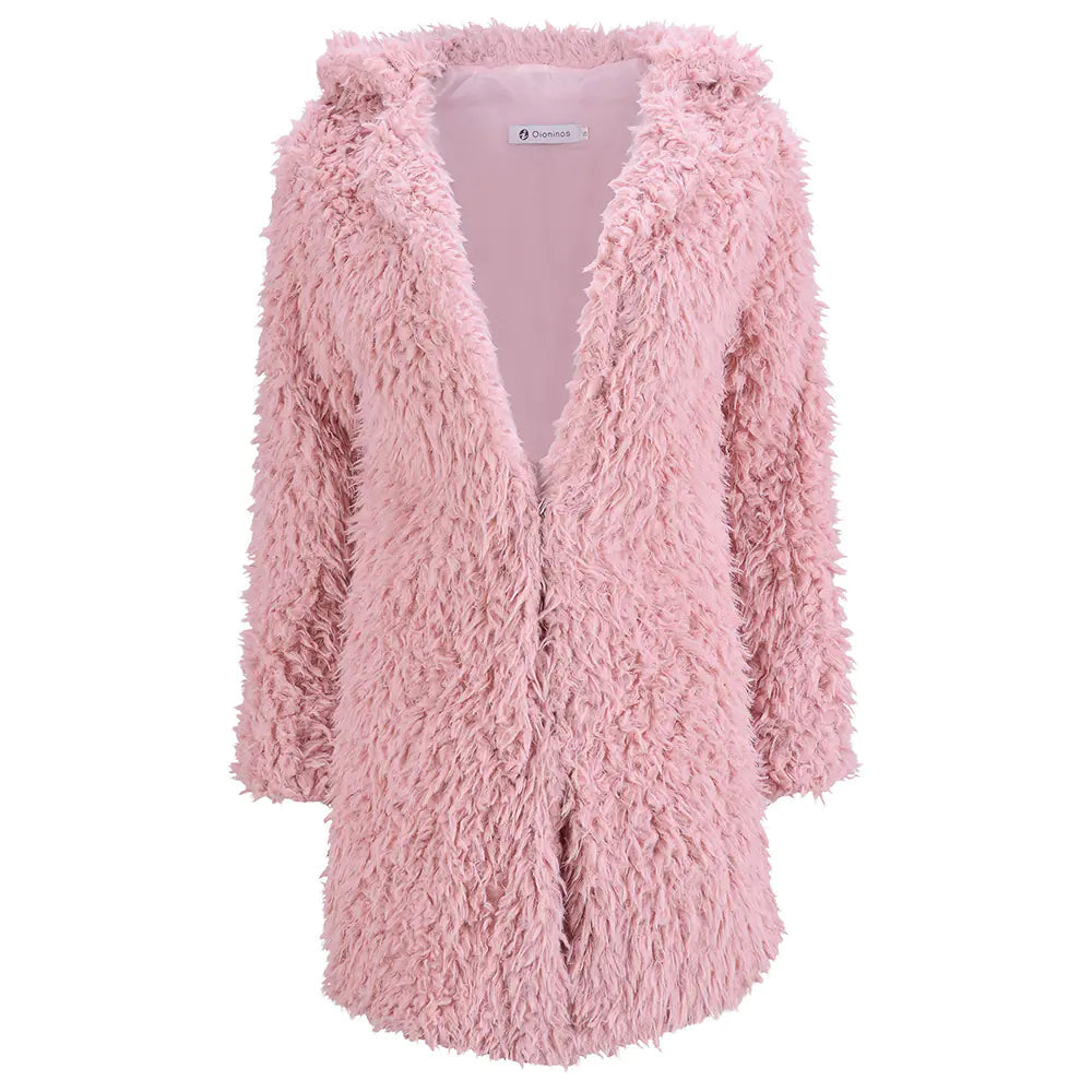Chic Long Faux Fur Coat - Women's Winter Elegance