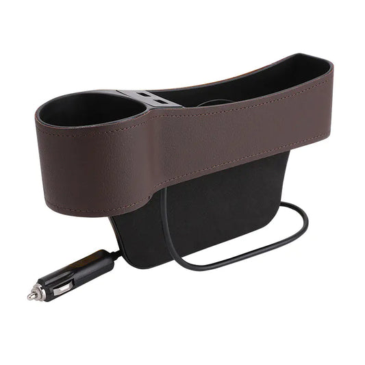 Car Accessory Holder with USB Chargers and Cup Storage