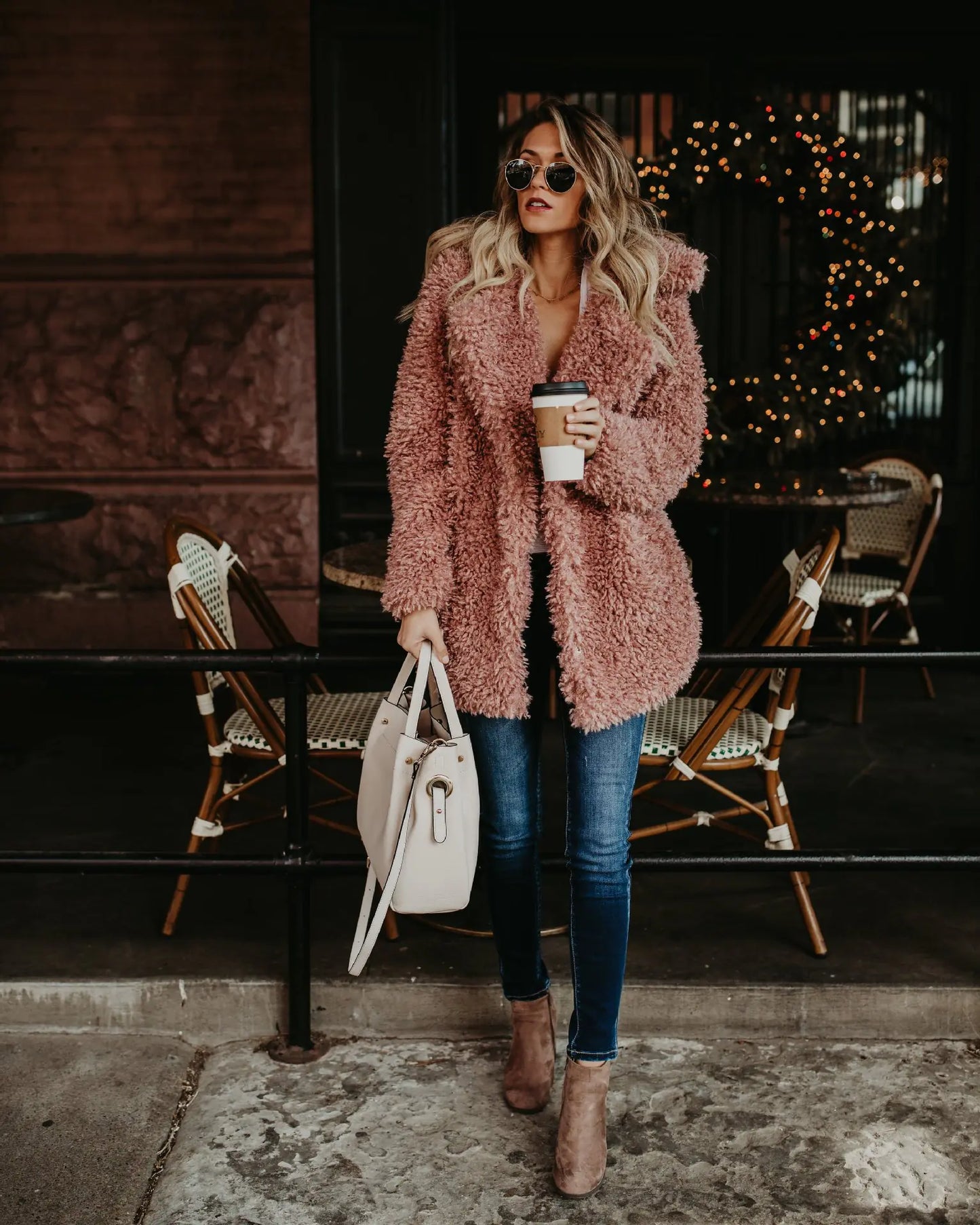 Chic Long Faux Fur Coat - Women's Winter Elegance
