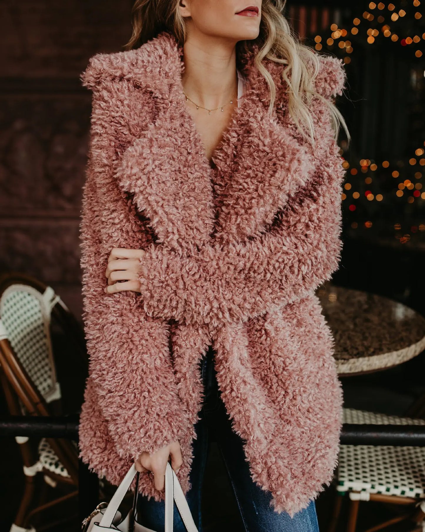 Chic Long Faux Fur Coat - Women's Winter Elegance