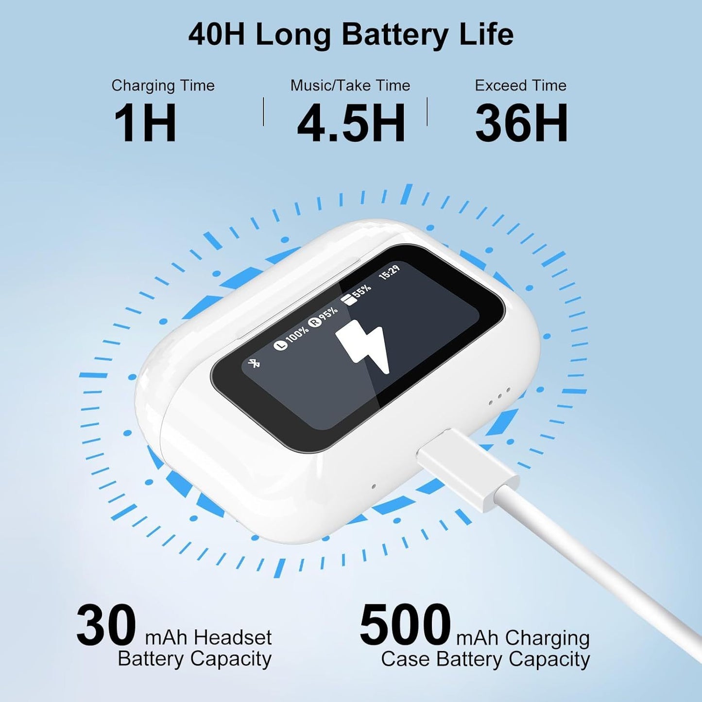 Smart Touch Wireless Earbuds – Bluetooth 5.4 Noise Cancelling Headphones for Android & iOS