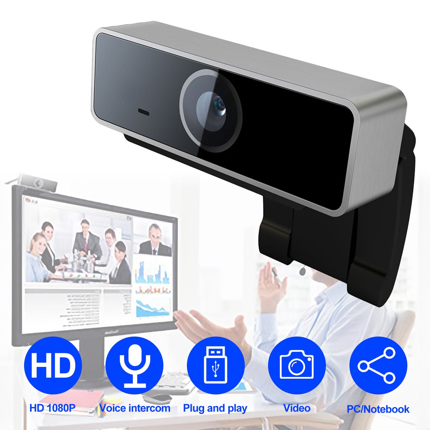 1080P FHD Autofocus USB Webcam with Microphone