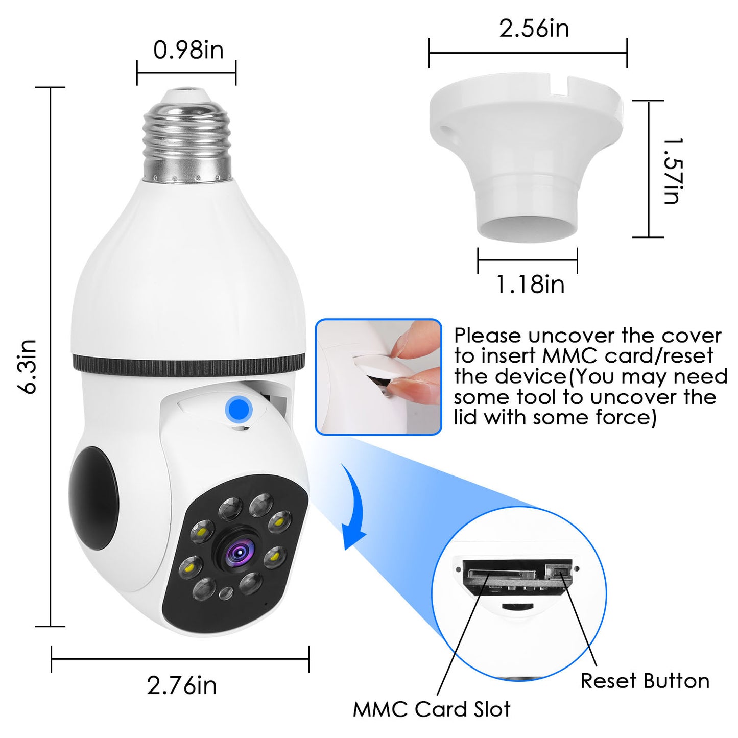WiFi Bulb Camera 1080P FHD WiFi IP Pan Tilt Security Surveillance Camera 1pc