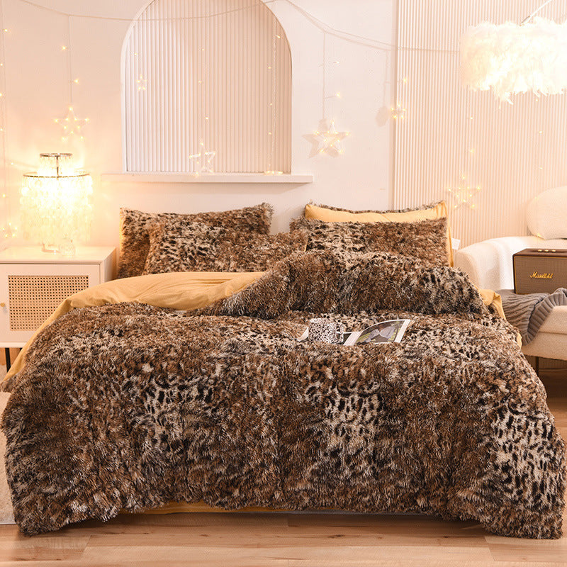 Luxury Thick Fleece Duvet Cover Queen King Winter Warm Bed Quilt Cover Pillowcase