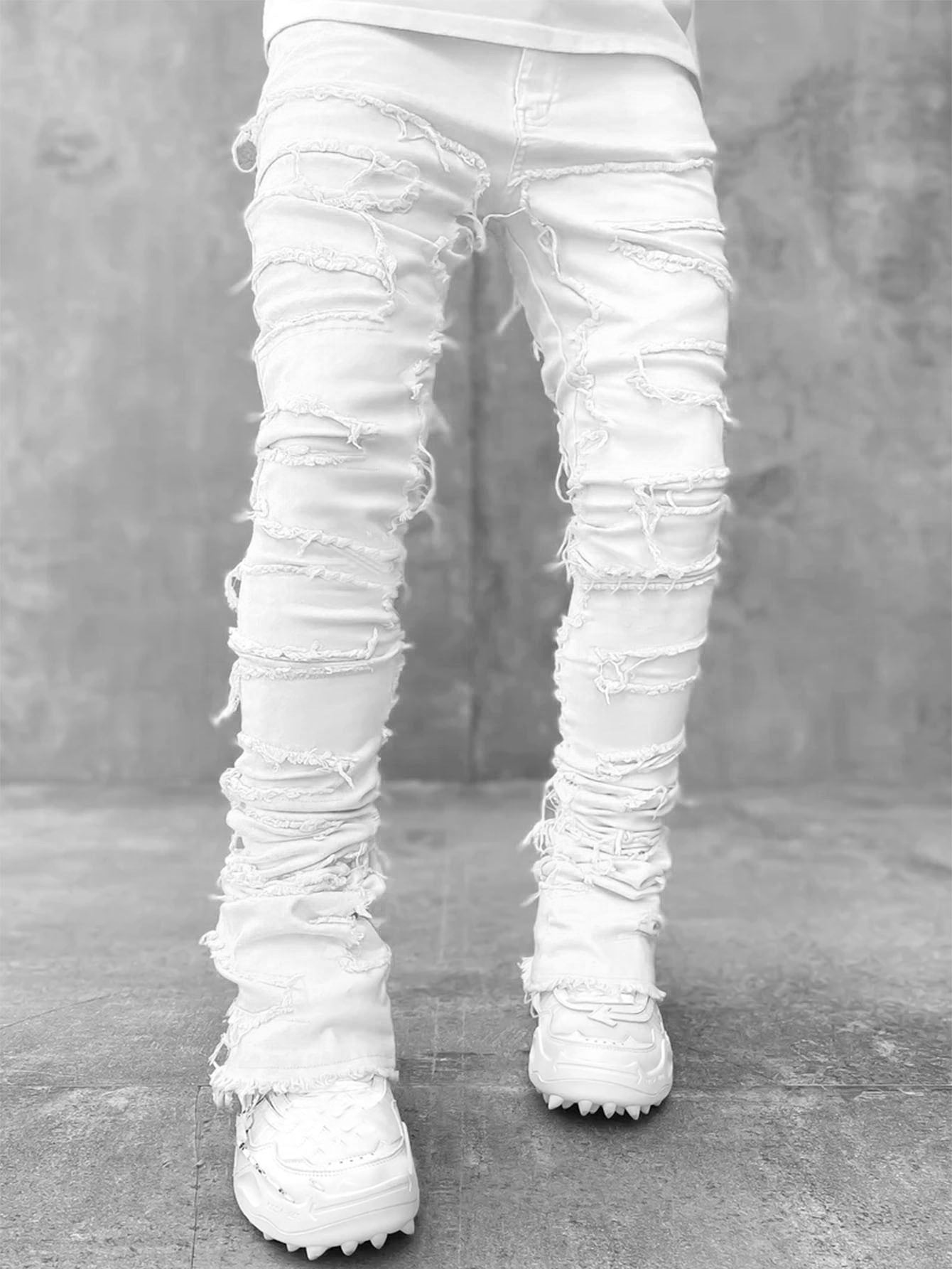 Men’s Patched Stacked Slim-Fit Jeans