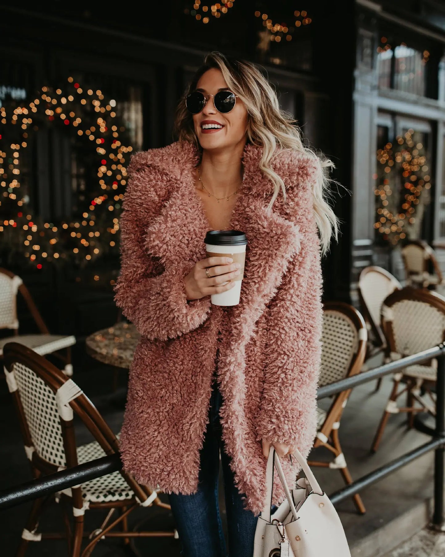Chic Long Faux Fur Coat - Women's Winter Elegance