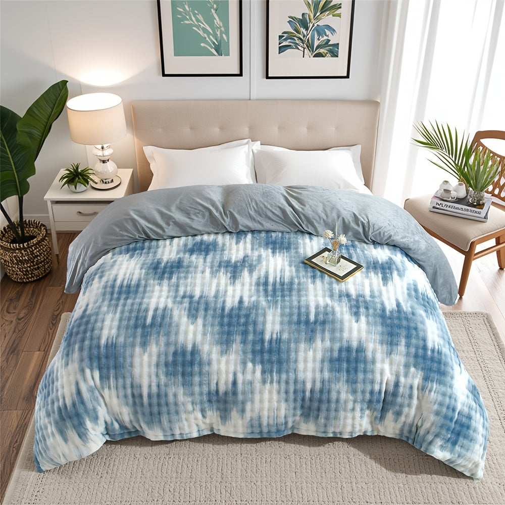 Velvet Camouflage Duvet Cover Set - Blue