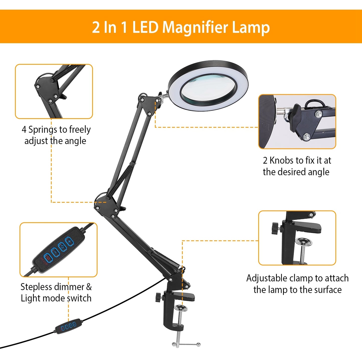 8× Magnifying LED Desk Lamp