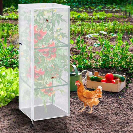Tomato Cage Square Kit Garden Bird Netting Plant Cover With Zipper And Drawstring
