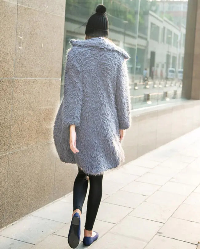 Chic Long Faux Fur Coat - Women's Winter Elegance