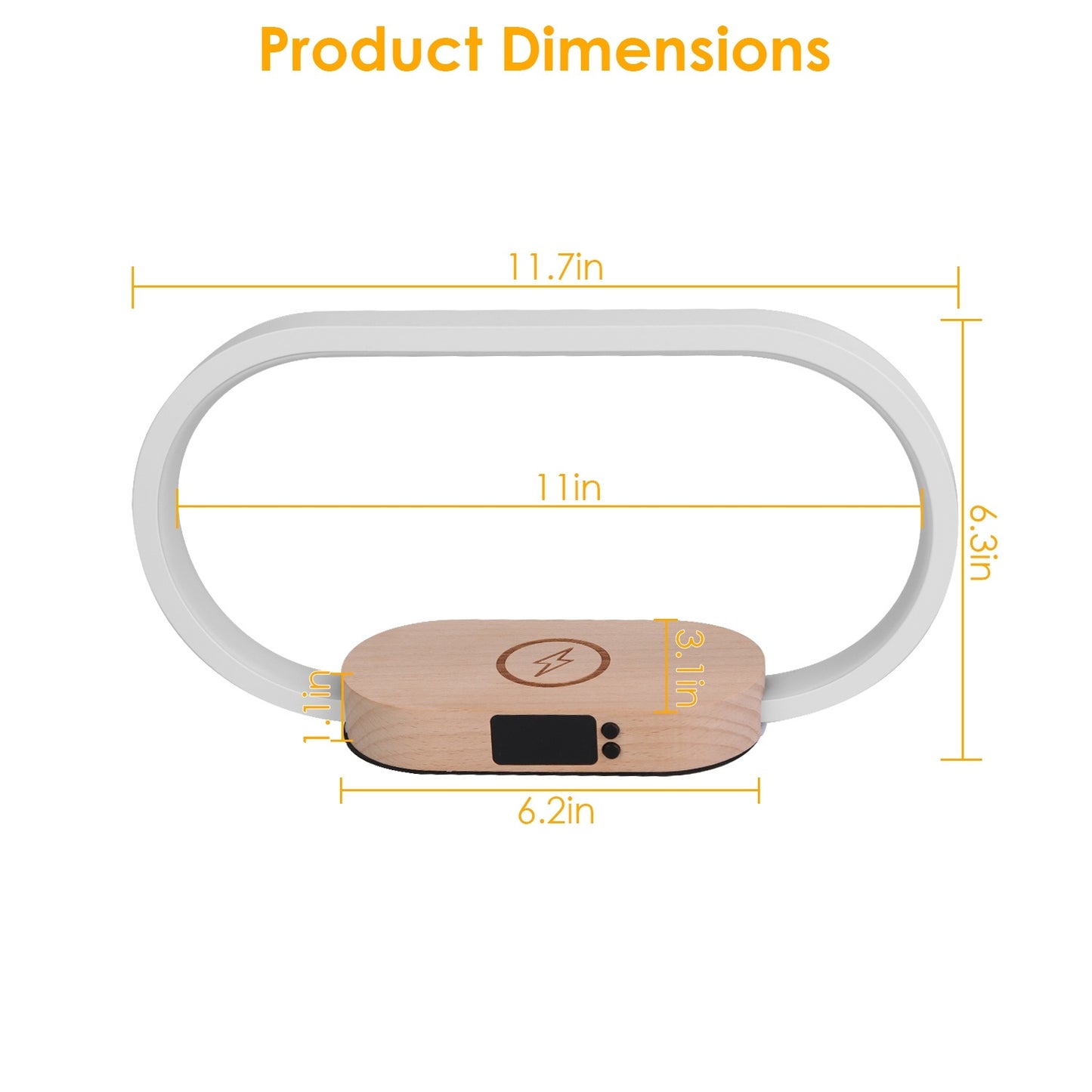 Touch Control Bedside Lamp with Clock & Wireless Charging