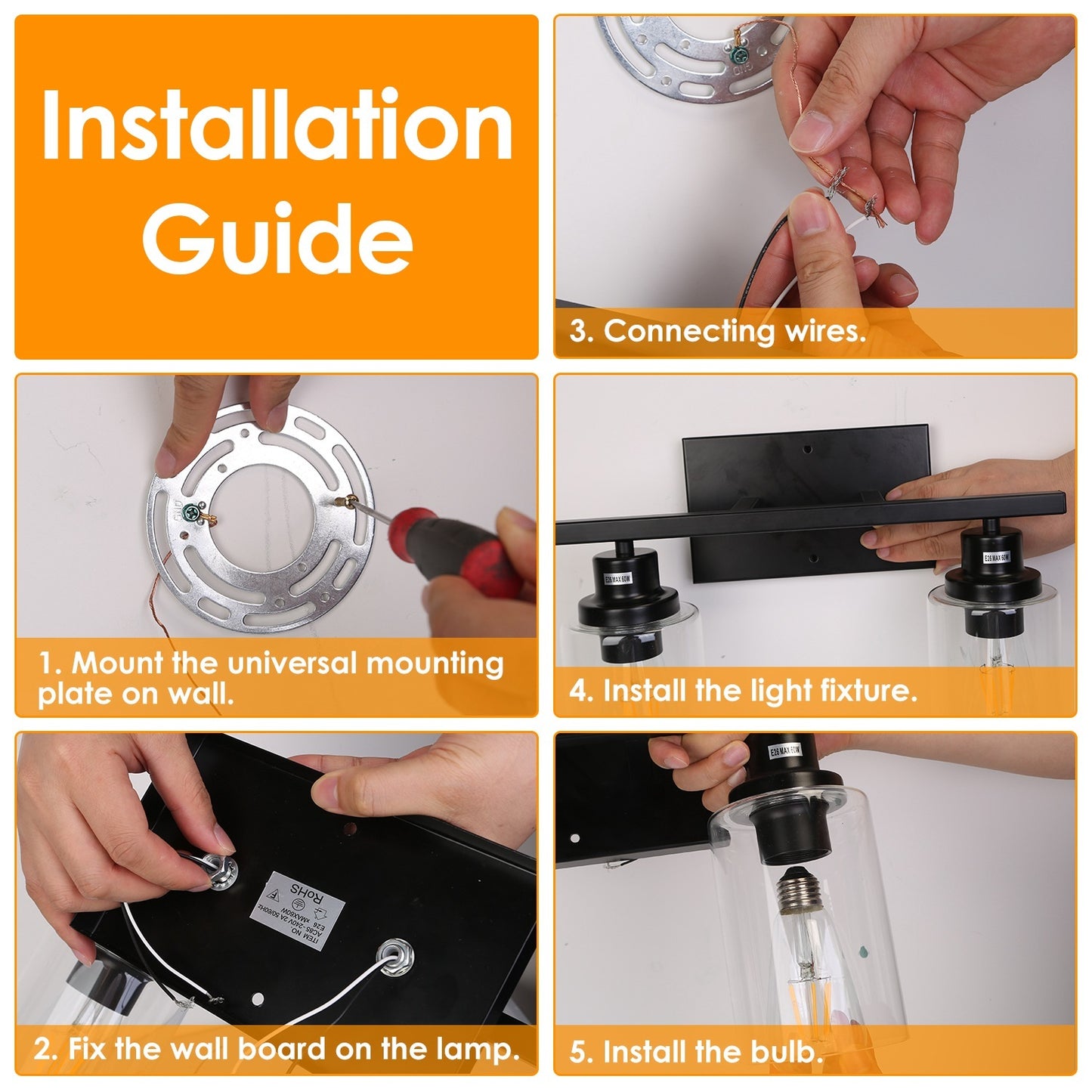 3-Light Wall Sconce – Modern Bathroom Vanity Light with Clear Glass Shades