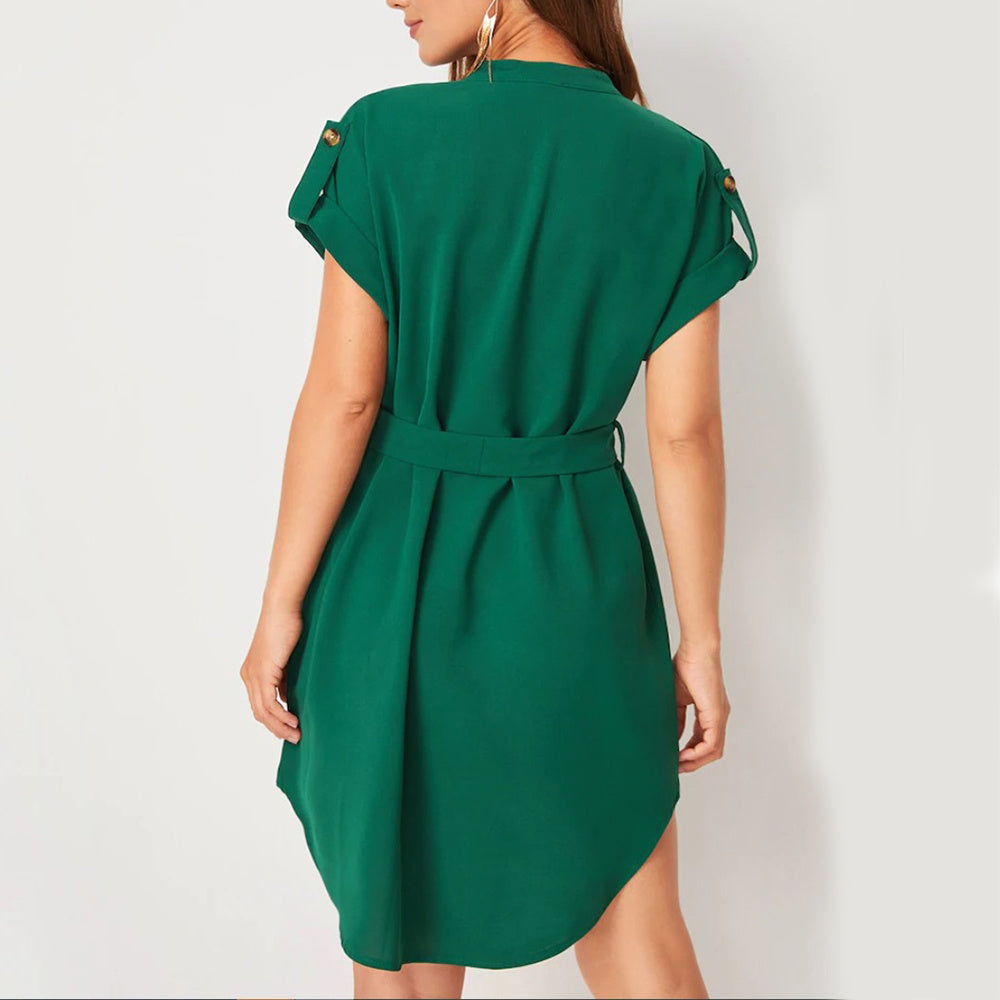 Women’s Belted V-Neck Dress